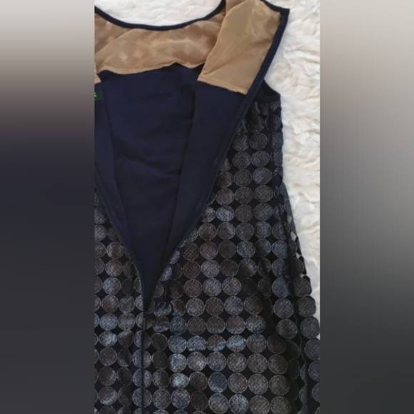 RALPH LAUREN, Blue Dress Sheath Melia Dotted Metallic Overlay Body Con, Sz16 - Picture 6 of 8